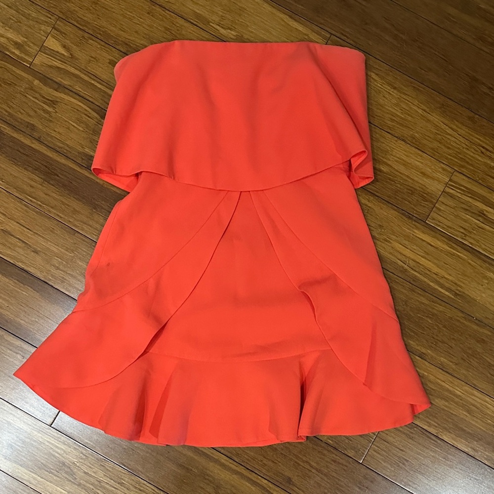 BCBGMaxAzria Orange Strapless Top